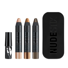 Load image into Gallery viewer, Nudestix 3 Mini Nude Metallics Eye Pencils Kit - Nudity, Burnish and Smoke