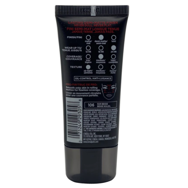 106 Infallibe L'Oréal Paris Infallible Pro Matte Foundation - 106 Sun Beige – Beautykom