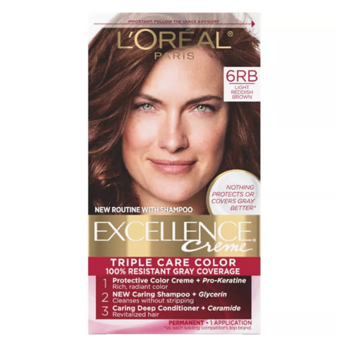 L'Oreal Paris Excellence Triple Protection Permanent Hair Color - 6RB Light Reddish Brown