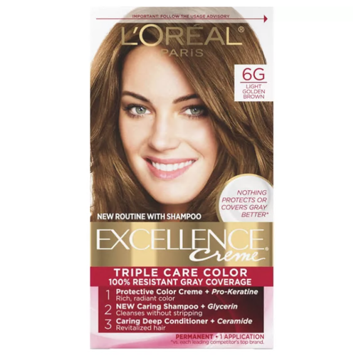 L'Oreal Paris Excellence Triple Protection Permanent Hair Color - 6G Light Golden Brown