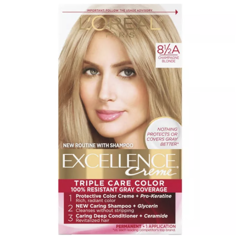 L'Oreal Paris Excellence Triple Protection Permanent Hair Color - 8.5A Champagne Blonde