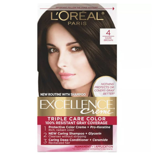 L'Oreal Paris Excellence Triple Protection Permanent Hair Color - 4 Dark Brown