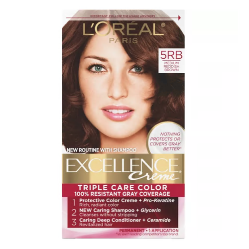 L'Oreal Paris Excellence Triple Protection Permanent Hair Color - 5RB Medium Reddish Brown