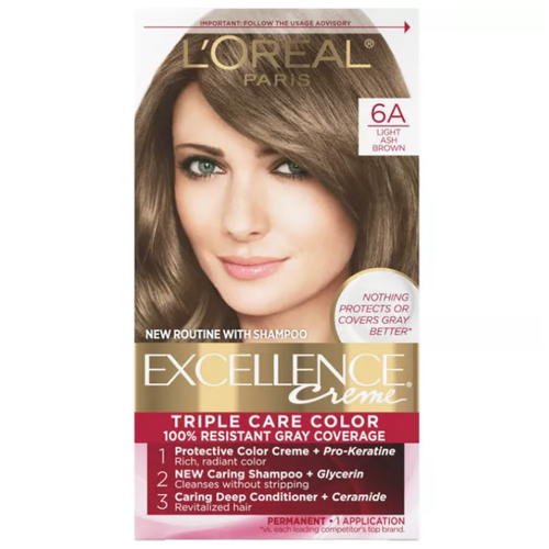 L'Oreal Paris Excellence Triple Protection Permanent Hair Color - 6A Light Ash Brown