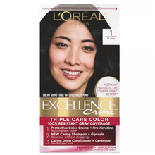 Load image into Gallery viewer, L&#39;Oreal Paris Excellence Triple Protection Permanent Hair Color - 1 Black