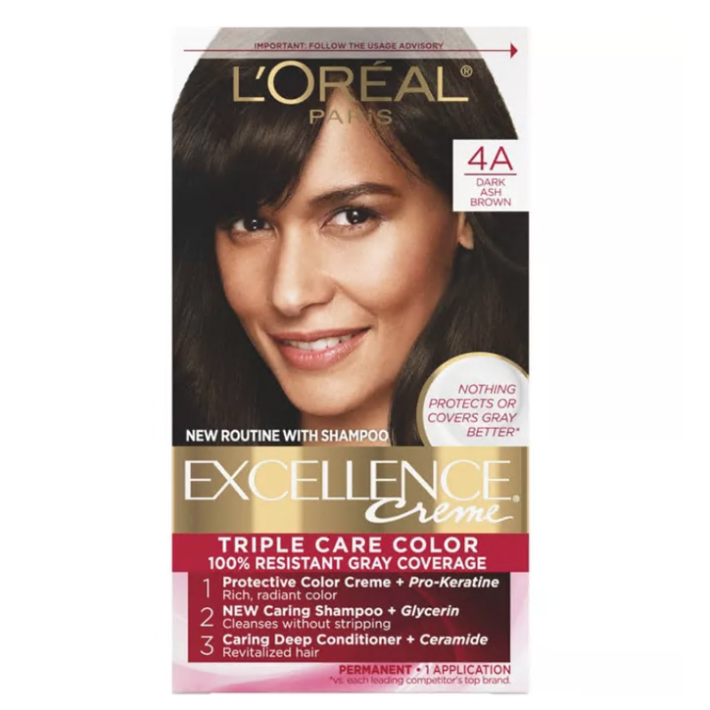 L'Oreal Paris Excellence Triple Protection Permanent Hair Color - 4A Dark Ash Brown