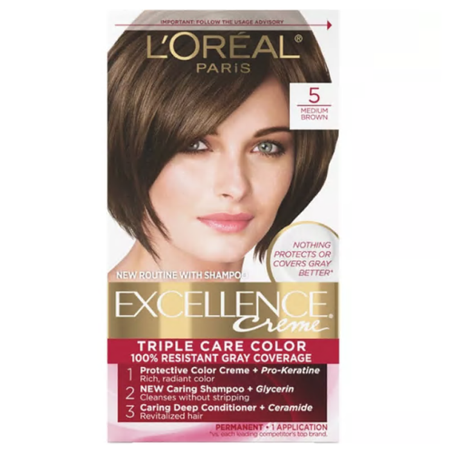 L'Oreal Paris Excellence Triple Protection Permanent Hair Color - 5 Medium Brown