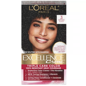 L'Oreal Paris Excellence Triple Protection Permanent Hair Color - 3 Natural Black