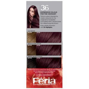 L'Oréal Paris Feria Multi-Faceted Shimmering Hair Colour - 36 Dark Burgundy Brown