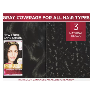 L'Oreal Paris Excellence Triple Protection Permanent Hair Color - 3 Natural Black