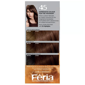 L'Oréal Paris Feria Multi-Faceted Shimmering Hair Colour - 45 Deep Bronzed Brown