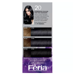 L'Oréal Paris Feria Multi-Faceted Shimmering Hair Colour - 20 Black