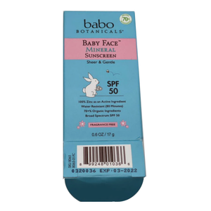 Babo Botanicals Baby Face Mineral Sunscreen Stick SPF 50