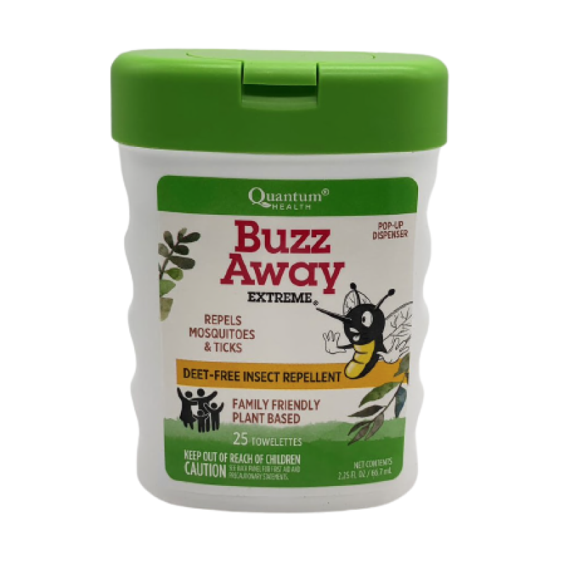 Quantum Health Buzz Away Extreme Towelettes Pop-Up Dispenser 25 ct