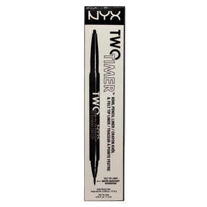 NYX Two Timer Dual Ended Eyeliner Kohl Pencil Liner & Felt Tip Liner - TT01 Jet Black