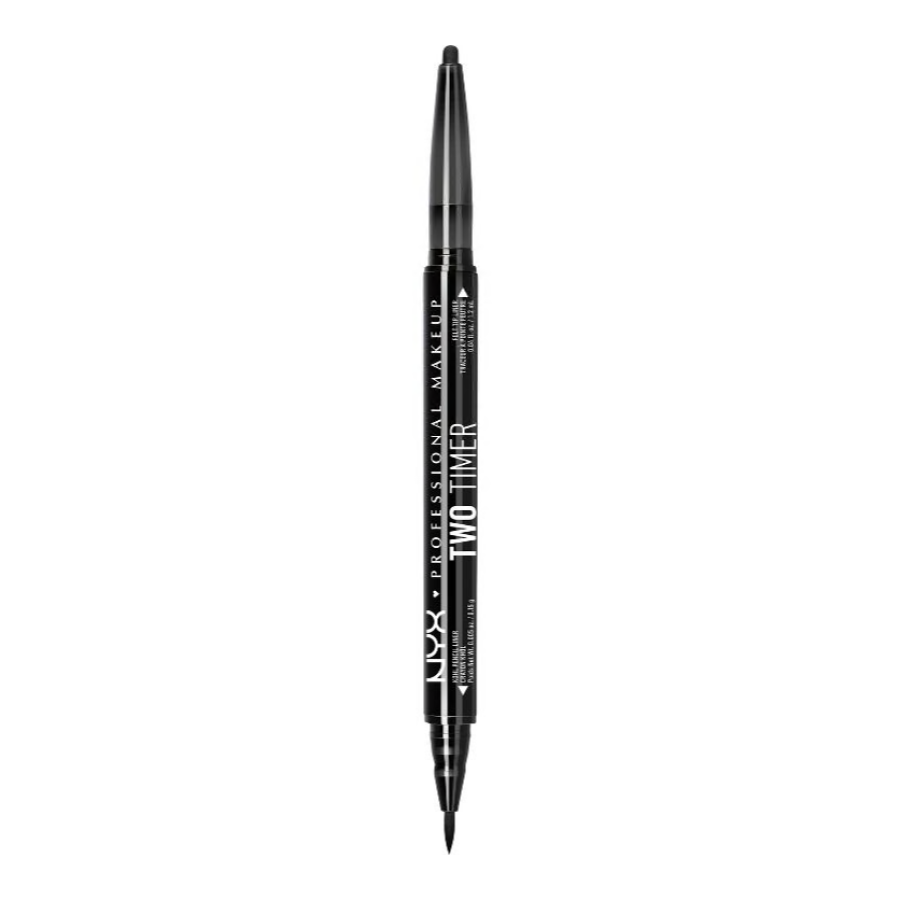 NYX Two Timer Dual Ended Eyeliner Kohl Pencil Liner & Felt Tip Liner - TT01 Jet Black