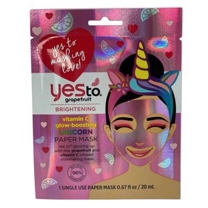 Yes to Grapefruit Brightening Vitamin C Glow Boosting Unicorn Paper Mask - 3 ct