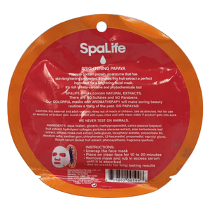 SpaLife Brightening Natural Extract Papaya Facial Masks - 3 ct