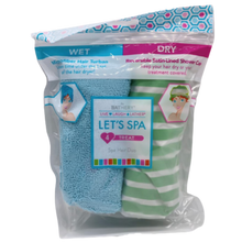 Load image into Gallery viewer, The Bathery Microfiber Hair Turban &amp; Shower Cap Spa Hair Duo - Blue/Green