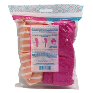 The Bathery Microfiber Hair Turban & Shower Cap Spa Hair Duo - Pink/Orange
