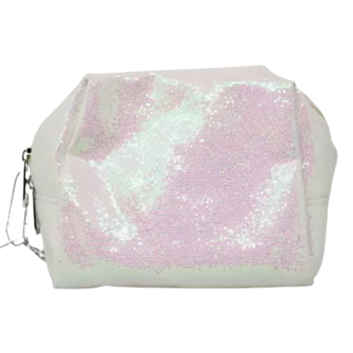 White Glitter Makeup Bag